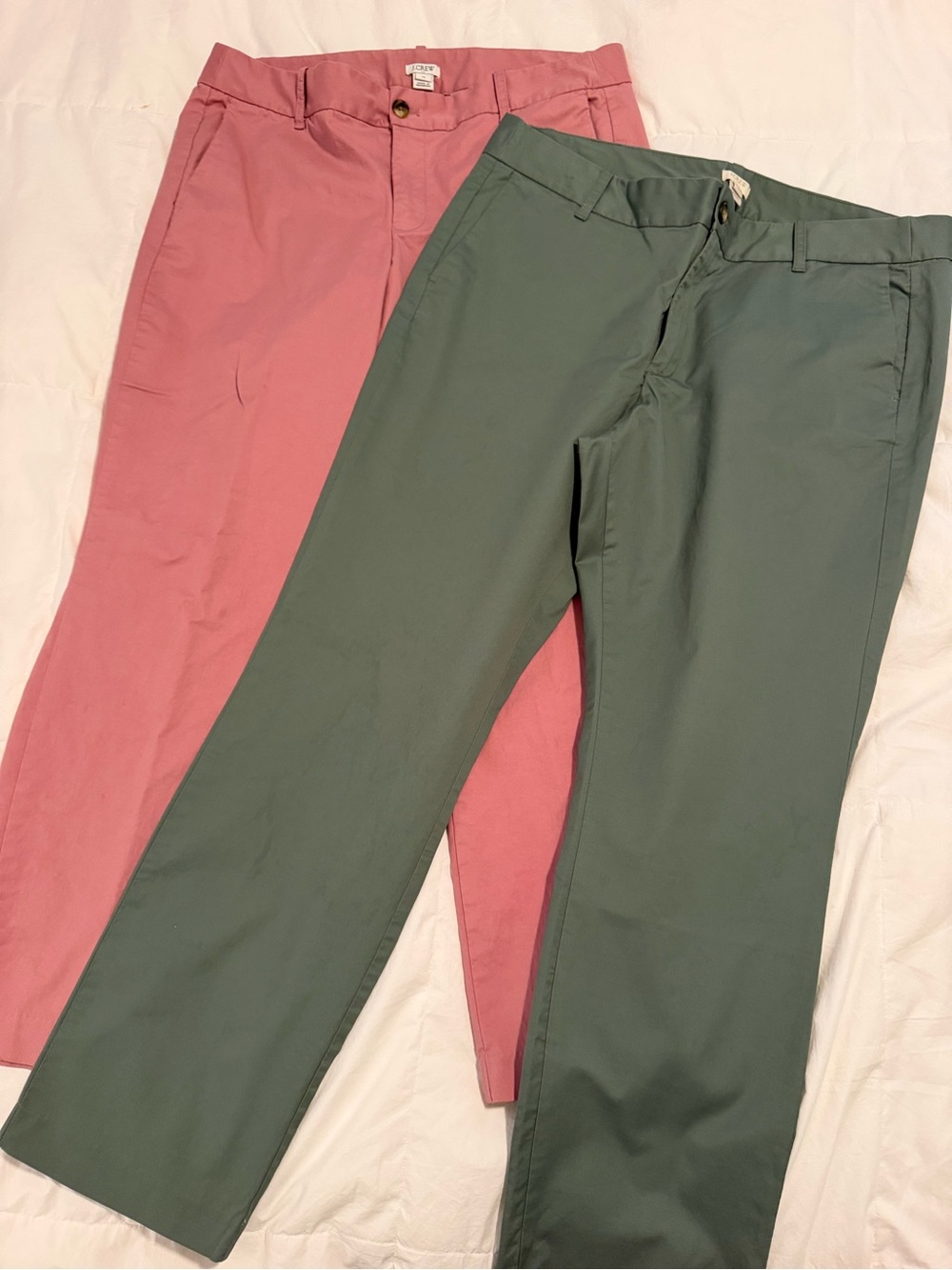 J. Crew Women's Skinny Pants in Dusty Rose and Sage Green size 14